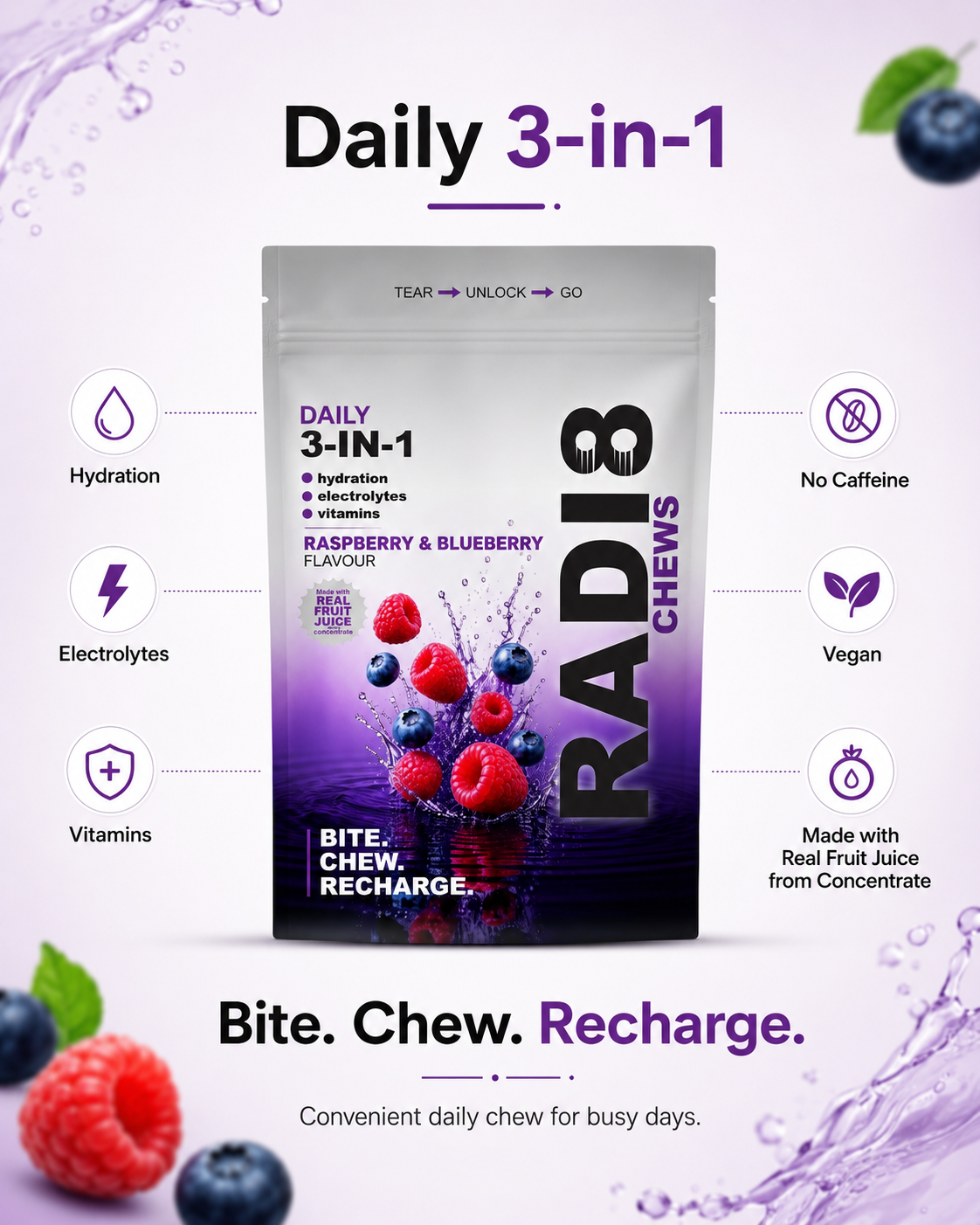 Raspberry & Blueberry daily 3-in-1 infographic